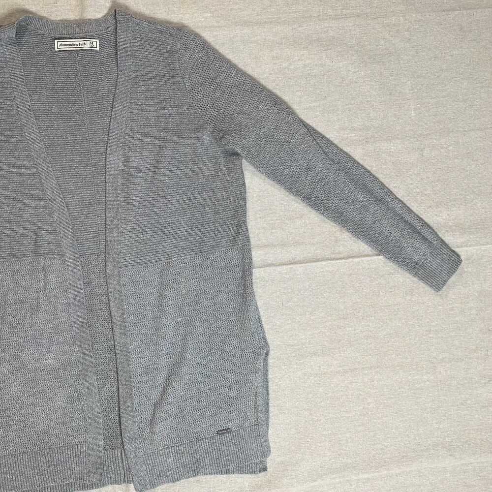 Abercrombie & Fitch | Gray Open Front Longline Cardigan | Medium - Picture 3 of 11